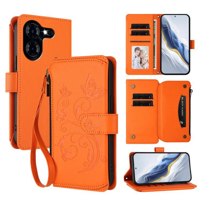 Butterfly Love Flower Multi-card Zipper Wallet Leather Phone Case, For Tecno Camon 30 4G / 5G, For Tecno Spark 20 Pro+ 4G, For Tecno Spark GO 2024 4G / 20 4G, For Tecno Pova 5 Pro 5G, For Tecno Pova Neo 3, For Tecno Pova 5, For Tecno Camon 20 Premier 5...