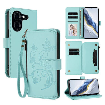 Butterfly Love Flower Multi-card Zipper Wallet Leather Phone Case, For Tecno Camon 30 4G / 5G, For Tecno Spark 20 Pro+ 4G, For Tecno Spark GO 2024 4G / 20 4G, For Tecno Pova 5 Pro 5G, For Tecno Pova Neo 3, For Tecno Pova 5, For Tecno Camon 20 Premier 5...