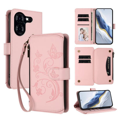 Butterfly Love Flower Multi-card Zipper Wallet Leather Phone Case, For Tecno Camon 30 4G / 5G, For Tecno Spark 20 Pro+ 4G, For Tecno Spark GO 2024 4G / 20 4G, For Tecno Pova 5 Pro 5G, For Tecno Pova Neo 3, For Tecno Pova 5, For Tecno Camon 20 Premier 5...