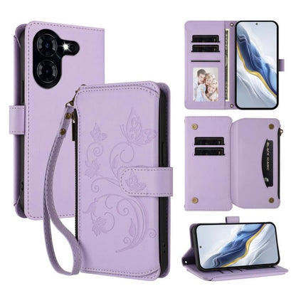 Butterfly Love Flower Multi-card Zipper Wallet Leather Phone Case, For Tecno Camon 30 4G / 5G, For Tecno Spark 20 Pro+ 4G, For Tecno Spark GO 2024 4G / 20 4G, For Tecno Pova 5 Pro 5G, For Tecno Pova Neo 3, For Tecno Pova 5, For Tecno Camon 20 Premier 5...