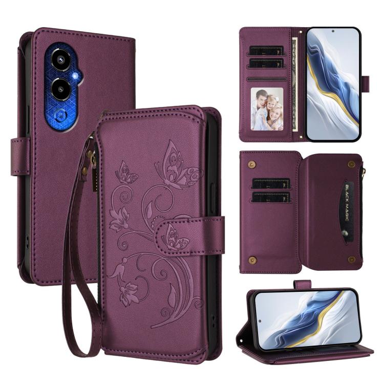 Butterfly Love Flower Multi-card Zipper Wallet Leather Phone Case, For Tecno Pova 4 Pro, For Tecno Pova 4, For Tecno Pova Neo 2, For Tecno Spark GO 2022 / 8C / 9, For Tecno Spark 9T / 9 Pro, For Tecno Camon 19 / 19 Pro 5G, For Tecno Pova 3