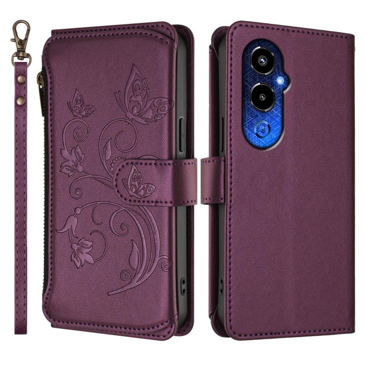 Butterfly Love Flower Multi-card Zipper Wallet Leather Phone Case, For Tecno Pova 4 Pro, For Tecno Pova 4, For Tecno Pova Neo 2, For Tecno Spark GO 2022 / 8C / 9, For Tecno Spark 9T / 9 Pro, For Tecno Camon 19 / 19 Pro 5G, For Tecno Pova 3
