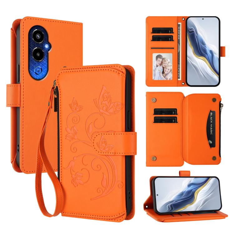 Butterfly Love Flower Multi-card Zipper Wallet Leather Phone Case, For Tecno Pova 4 Pro, For Tecno Pova 4, For Tecno Pova Neo 2, For Tecno Spark GO 2022 / 8C / 9, For Tecno Spark 9T / 9 Pro, For Tecno Camon 19 / 19 Pro 5G, For Tecno Pova 3