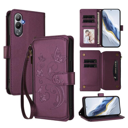 Butterfly Love Flower Multi-card Zipper Wallet Leather Phone Case, For Tecno Pova 4 Pro, For Tecno Pova 4, For Tecno Pova Neo 2, For Tecno Spark GO 2022 / 8C / 9, For Tecno Spark 9T / 9 Pro, For Tecno Camon 19 / 19 Pro 5G, For Tecno Pova 3