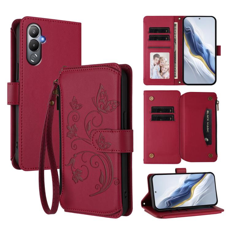 Butterfly Love Flower Multi-card Zipper Wallet Leather Phone Case, For Tecno Pova 4 Pro, For Tecno Pova 4, For Tecno Pova Neo 2, For Tecno Spark GO 2022 / 8C / 9, For Tecno Spark 9T / 9 Pro, For Tecno Camon 19 / 19 Pro 5G, For Tecno Pova 3