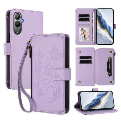 Butterfly Love Flower Multi-card Zipper Wallet Leather Phone Case, For Tecno Pova 4 Pro, For Tecno Pova 4, For Tecno Pova Neo 2, For Tecno Spark GO 2022 / 8C / 9, For Tecno Spark 9T / 9 Pro, For Tecno Camon 19 / 19 Pro 5G, For Tecno Pova 3