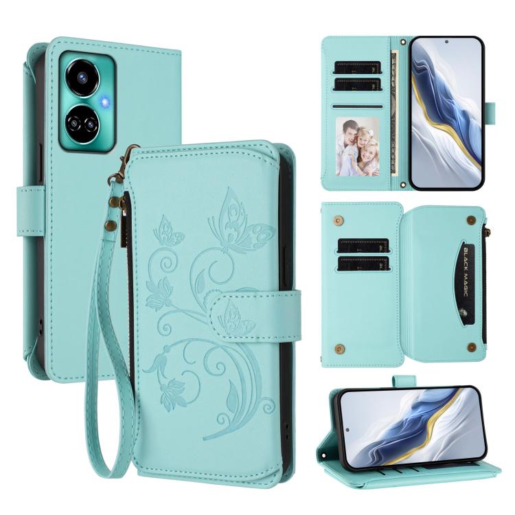 Butterfly Love Flower Multi-card Zipper Wallet Leather Phone Case, For Tecno Pova 4 Pro, For Tecno Pova 4, For Tecno Pova Neo 2, For Tecno Spark GO 2022 / 8C / 9, For Tecno Spark 9T / 9 Pro, For Tecno Camon 19 / 19 Pro 5G, For Tecno Pova 3