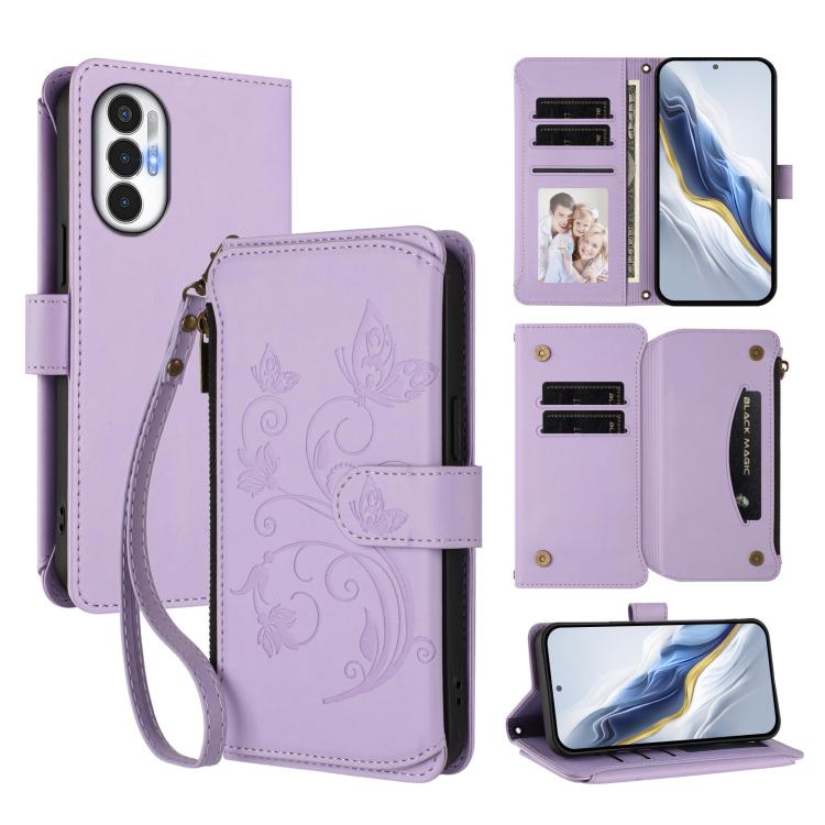 Butterfly Love Flower Multi-card Zipper Wallet Leather Phone Case, For Tecno Pova 4 Pro, For Tecno Pova 4, For Tecno Pova Neo 2, For Tecno Spark GO 2022 / 8C / 9, For Tecno Spark 9T / 9 Pro, For Tecno Camon 19 / 19 Pro 5G, For Tecno Pova 3
