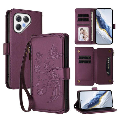 Butterfly Love Flower Multi-card Zipper Wallet Leather Phone Case, For Tecno Camon 50 Pro 4G, For Tecno Camon 50 4G, For Tecno Spark Slim 5G, For Tecno Camon 40 Pro 4G, For Tecno Spark 40 4G, For Tecno Pova 7 4G, For Tecno Spark GO 2025 / 1S           ...