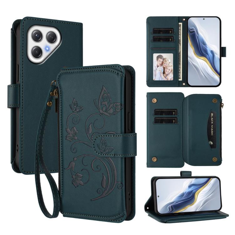 Butterfly Love Flower Multi-card Zipper Wallet Leather Phone Case, For Tecno Camon 50 Pro 4G, For Tecno Camon 50 4G, For Tecno Spark Slim 5G, For Tecno Camon 40 Pro 4G, For Tecno Spark 40 4G, For Tecno Pova 7 4G, For Tecno Spark GO 2025 / 1S           ...