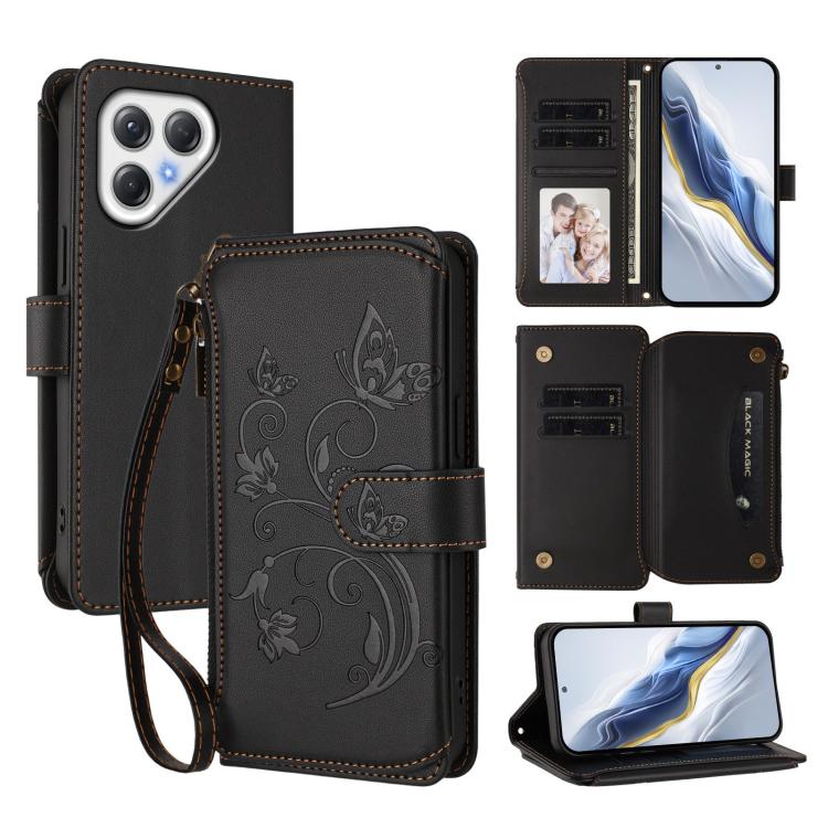 Butterfly Love Flower Multi-card Zipper Wallet Leather Phone Case, For Tecno Camon 50 Pro 4G, For Tecno Camon 50 4G, For Tecno Spark Slim 5G, For Tecno Camon 40 Pro 4G, For Tecno Spark 40 4G, For Tecno Pova 7 4G, For Tecno Spark GO 2025 / 1S           ...