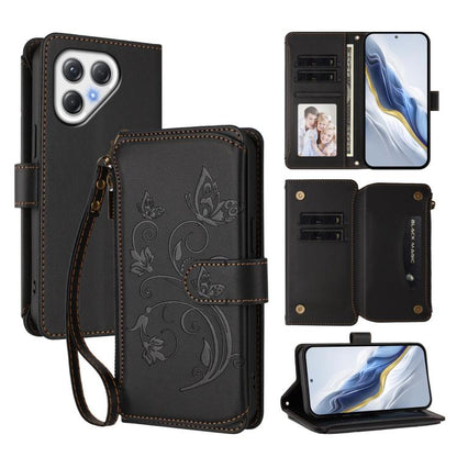 Butterfly Love Flower Multi-card Zipper Wallet Leather Phone Case, For Tecno Camon 50 Pro 4G, For Tecno Camon 50 4G, For Tecno Spark Slim 5G, For Tecno Camon 40 Pro 4G, For Tecno Spark 40 4G, For Tecno Pova 7 4G, For Tecno Spark GO 2025 / 1S           ...