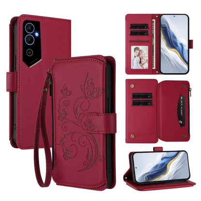 Butterfly Love Flower Multi-card Zipper Wallet Leather Phone Case, For Tecno Pova 4 Pro, For Tecno Pova 4, For Tecno Pova Neo 2, For Tecno Spark GO 2022 / 8C / 9, For Tecno Spark 9T / 9 Pro, For Tecno Camon 19 / 19 Pro 5G, For Tecno Pova 3