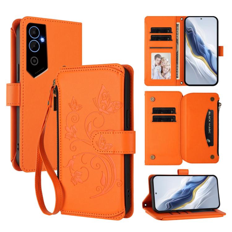 Butterfly Love Flower Multi-card Zipper Wallet Leather Phone Case, For Tecno Pova 4 Pro, For Tecno Pova 4, For Tecno Pova Neo 2, For Tecno Spark GO 2022 / 8C / 9, For Tecno Spark 9T / 9 Pro, For Tecno Camon 19 / 19 Pro 5G, For Tecno Pova 3