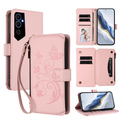 Butterfly Love Flower Multi-card Zipper Wallet Leather Phone Case, For Tecno Pova 4 Pro, For Tecno Pova 4, For Tecno Pova Neo 2, For Tecno Spark GO 2022 / 8C / 9, For Tecno Spark 9T / 9 Pro, For Tecno Camon 19 / 19 Pro 5G, For Tecno Pova 3