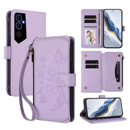 Butterfly Love Flower Multi-card Zipper Wallet Leather Phone Case, For Tecno Pova 4 Pro, For Tecno Pova 4, For Tecno Pova Neo 2, For Tecno Spark GO 2022 / 8C / 9, For Tecno Spark 9T / 9 Pro, For Tecno Camon 19 / 19 Pro 5G, For Tecno Pova 3