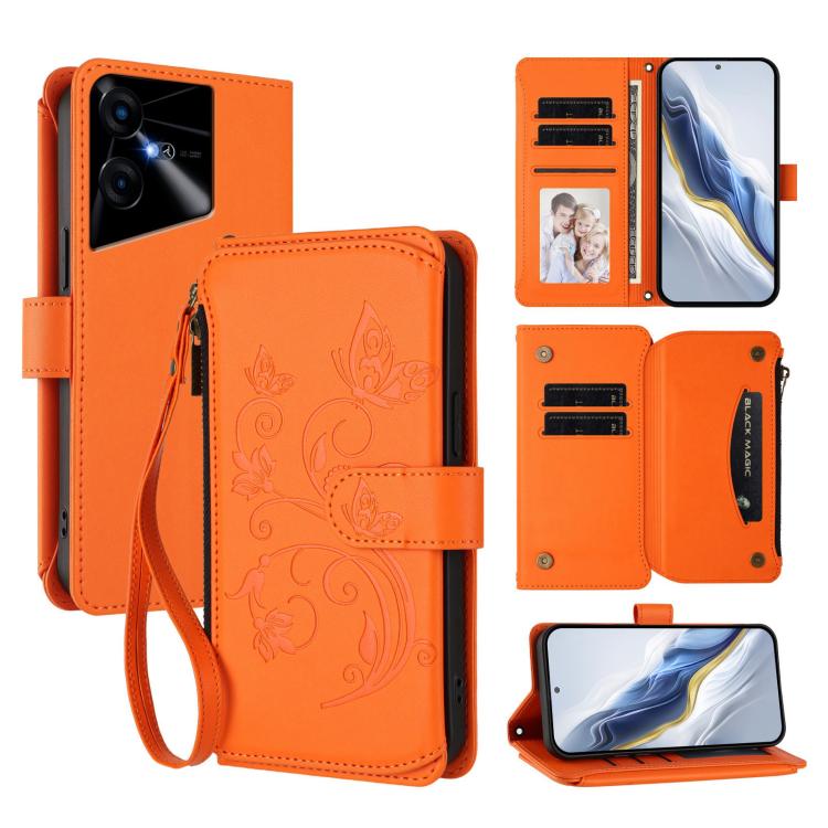 Butterfly Love Flower Multi-card Zipper Wallet Leather Phone Case, For Tecno Camon 30 4G / 5G, For Tecno Spark 20 Pro+ 4G, For Tecno Spark GO 2024 4G / 20 4G, For Tecno Pova 5 Pro 5G, For Tecno Pova Neo 3, For Tecno Pova 5, For Tecno Camon 20 Premier 5...