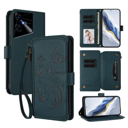 Butterfly Love Flower Multi-card Zipper Wallet Leather Phone Case, For Tecno Camon 30 4G / 5G, For Tecno Spark 20 Pro+ 4G, For Tecno Spark GO 2024 4G / 20 4G, For Tecno Pova 5 Pro 5G, For Tecno Pova Neo 3, For Tecno Pova 5, For Tecno Camon 20 Premier 5...