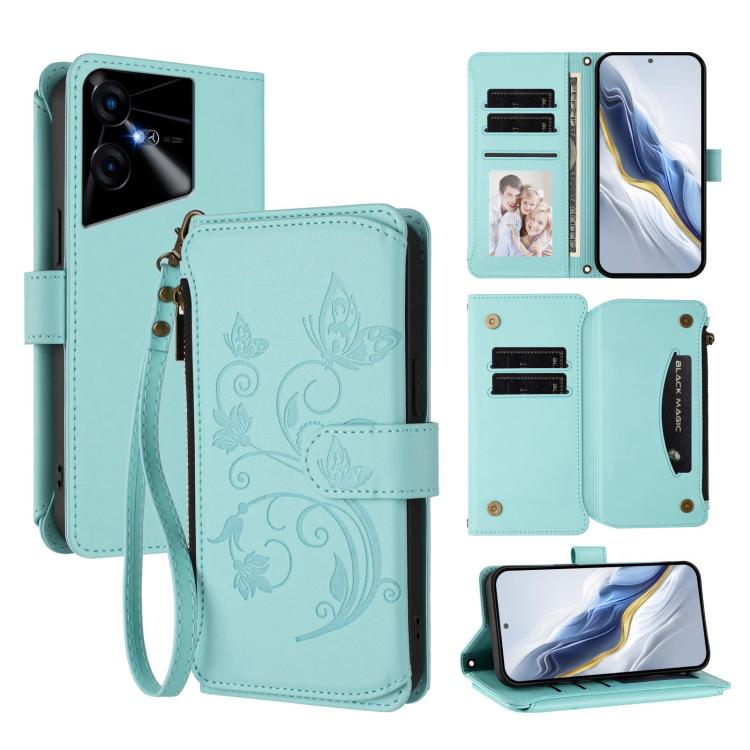 Butterfly Love Flower Multi-card Zipper Wallet Leather Phone Case, For Tecno Camon 30 4G / 5G, For Tecno Spark 20 Pro+ 4G, For Tecno Spark GO 2024 4G / 20 4G, For Tecno Pova 5 Pro 5G, For Tecno Pova Neo 3, For Tecno Pova 5, For Tecno Camon 20 Premier 5...