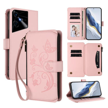 Butterfly Love Flower Multi-card Zipper Wallet Leather Phone Case, For Tecno Camon 30 4G / 5G, For Tecno Spark 20 Pro+ 4G, For Tecno Spark GO 2024 4G / 20 4G, For Tecno Pova 5 Pro 5G, For Tecno Pova Neo 3, For Tecno Pova 5, For Tecno Camon 20 Premier 5...