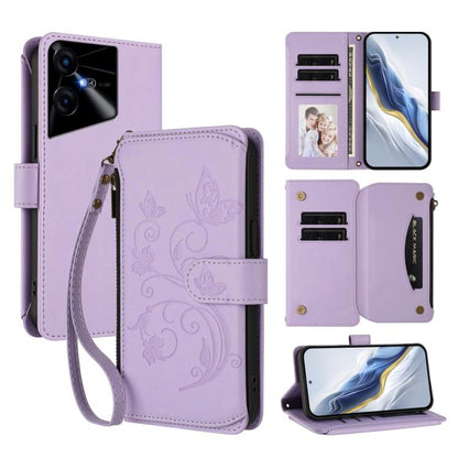 Butterfly Love Flower Multi-card Zipper Wallet Leather Phone Case, For Tecno Camon 30 4G / 5G, For Tecno Spark 20 Pro+ 4G, For Tecno Spark GO 2024 4G / 20 4G, For Tecno Pova 5 Pro 5G, For Tecno Pova Neo 3, For Tecno Pova 5, For Tecno Camon 20 Premier 5...