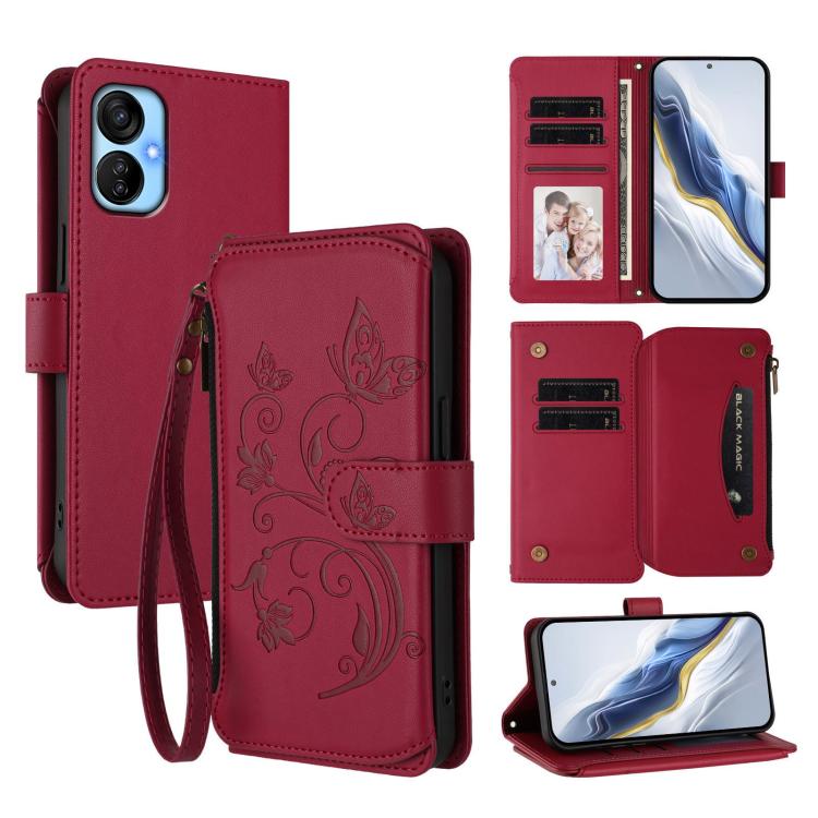 Butterfly Love Flower Multi-card Zipper Wallet Leather Phone Case, For Tecno Pova 4 Pro, For Tecno Pova 4, For Tecno Pova Neo 2, For Tecno Spark GO 2022 / 8C / 9, For Tecno Spark 9T / 9 Pro, For Tecno Camon 19 / 19 Pro 5G, For Tecno Pova 3