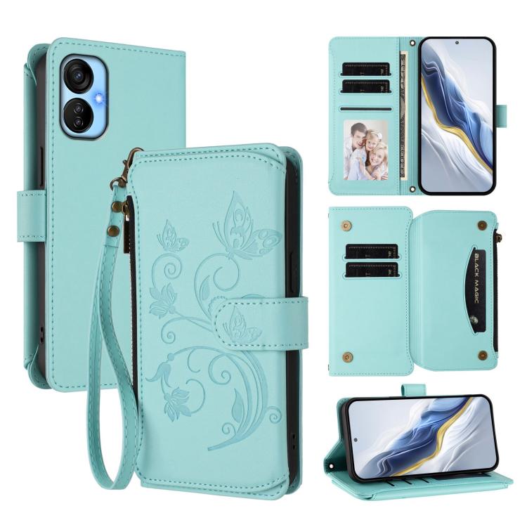 Butterfly Love Flower Multi-card Zipper Wallet Leather Phone Case, For Tecno Pova 4 Pro, For Tecno Pova 4, For Tecno Pova Neo 2, For Tecno Spark GO 2022 / 8C / 9, For Tecno Spark 9T / 9 Pro, For Tecno Camon 19 / 19 Pro 5G, For Tecno Pova 3