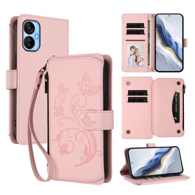 Butterfly Love Flower Multi-card Zipper Wallet Leather Phone Case, For Tecno Pova 4 Pro, For Tecno Pova 4, For Tecno Pova Neo 2, For Tecno Spark GO 2022 / 8C / 9, For Tecno Spark 9T / 9 Pro, For Tecno Camon 19 / 19 Pro 5G, For Tecno Pova 3