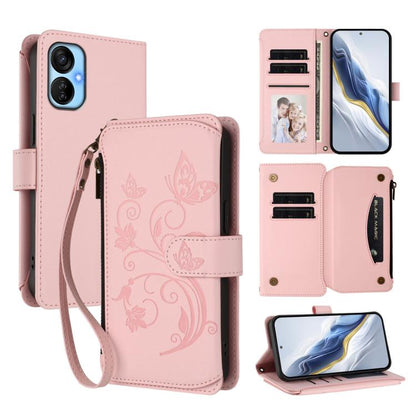 Butterfly Love Flower Multi-card Zipper Wallet Leather Phone Case, For Tecno Pova 4 Pro, For Tecno Pova 4, For Tecno Pova Neo 2, For Tecno Spark GO 2022 / 8C / 9, For Tecno Spark 9T / 9 Pro, For Tecno Camon 19 / 19 Pro 5G, For Tecno Pova 3