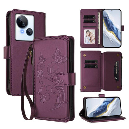 Butterfly Love Flower Multi-card Zipper Wallet Leather Phone Case, For Tecno Camon 30 4G / 5G, For Tecno Spark 20 Pro+ 4G, For Tecno Spark GO 2024 4G / 20 4G, For Tecno Pova 5 Pro 5G, For Tecno Pova Neo 3, For Tecno Pova 5, For Tecno Camon 20 Premier 5...