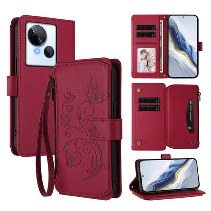 Butterfly Love Flower Multi-card Zipper Wallet Leather Phone Case, For Tecno Camon 30 4G / 5G, For Tecno Spark 20 Pro+ 4G, For Tecno Spark GO 2024 4G / 20 4G, For Tecno Pova 5 Pro 5G, For Tecno Pova Neo 3, For Tecno Pova 5, For Tecno Camon 20 Premier 5...