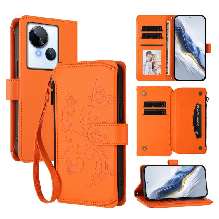 Butterfly Love Flower Multi-card Zipper Wallet Leather Phone Case, For Tecno Camon 30 4G / 5G, For Tecno Spark 20 Pro+ 4G, For Tecno Spark GO 2024 4G / 20 4G, For Tecno Pova 5 Pro 5G, For Tecno Pova Neo 3, For Tecno Pova 5, For Tecno Camon 20 Premier 5...