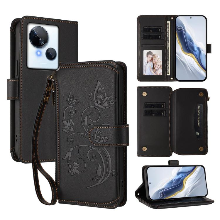 Butterfly Love Flower Multi-card Zipper Wallet Leather Phone Case, For Tecno Camon 30 4G / 5G, For Tecno Spark 20 Pro+ 4G, For Tecno Spark GO 2024 4G / 20 4G, For Tecno Pova 5 Pro 5G, For Tecno Pova Neo 3, For Tecno Pova 5, For Tecno Camon 20 Premier 5...