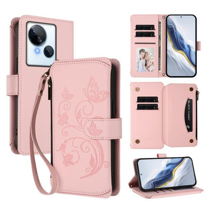Butterfly Love Flower Multi-card Zipper Wallet Leather Phone Case, For Tecno Camon 30 4G / 5G, For Tecno Spark 20 Pro+ 4G, For Tecno Spark GO 2024 4G / 20 4G, For Tecno Pova 5 Pro 5G, For Tecno Pova Neo 3, For Tecno Pova 5, For Tecno Camon 20 Premier 5...