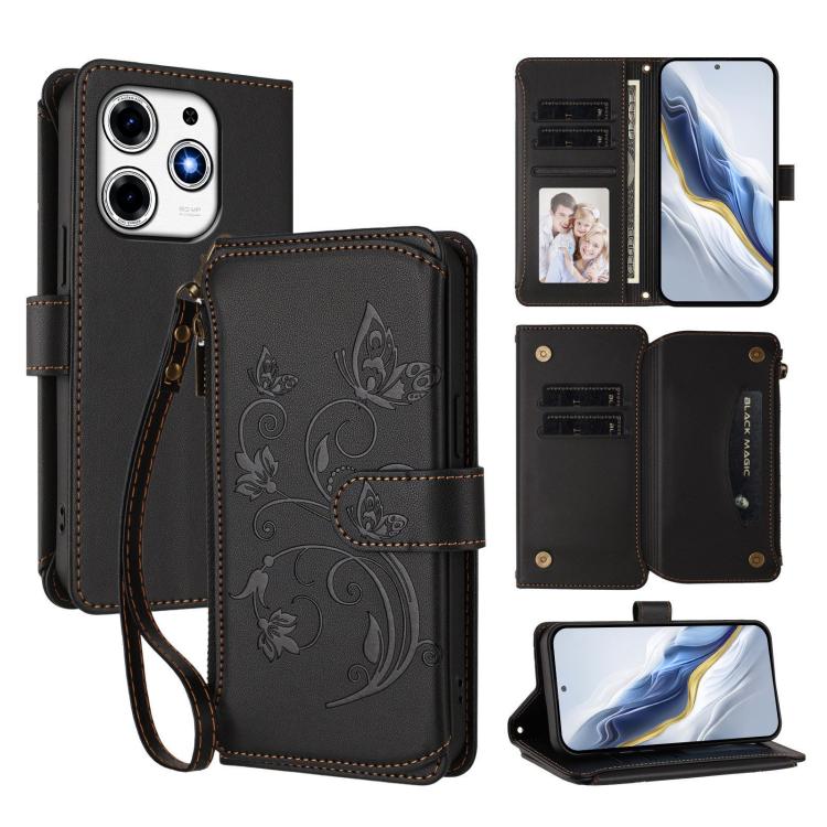 Butterfly Love Flower Multi-card Zipper Wallet Leather Phone Case, For Tecno Spark 30 Pro 4G, For Tecno Spark 30 5G / Pova 6 Neo 5G, For Tecno Spark 30 4G, For Tecno Spark GO 5G 2025 / Hot 60i 4G, For Tecno Spark 30C 4G, For Tecno Spark 20 Pro 5G      ...