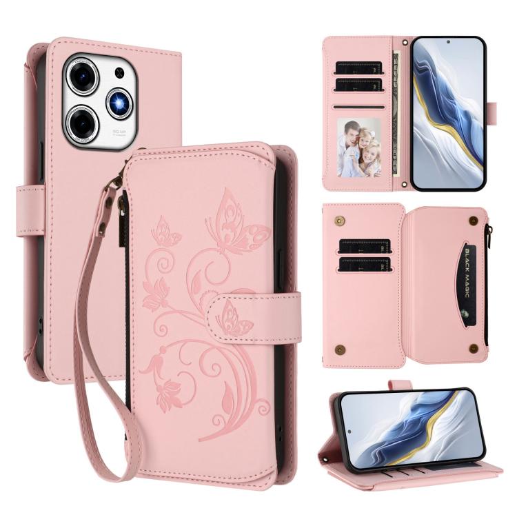 Butterfly Love Flower Multi-card Zipper Wallet Leather Phone Case, For Tecno Spark 30 Pro 4G, For Tecno Spark 30 5G / Pova 6 Neo 5G, For Tecno Spark 30 4G, For Tecno Spark GO 5G 2025 / Hot 60i 4G, For Tecno Spark 30C 4G, For Tecno Spark 20 Pro 5G      ...