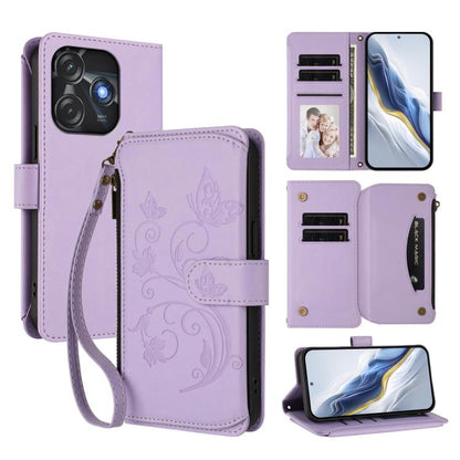 Butterfly Love Flower Multi-card Zipper Wallet Leather Phone Case, For Tecno Camon 30 4G / 5G, For Tecno Spark 20 Pro+ 4G, For Tecno Spark GO 2024 4G / 20 4G, For Tecno Pova 5 Pro 5G, For Tecno Pova Neo 3, For Tecno Pova 5, For Tecno Camon 20 Premier 5...