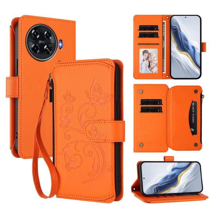 Butterfly Love Flower Multi-card Zipper Wallet Leather Phone Case, For Tecno Camon 30 4G / 5G, For Tecno Spark 20 Pro+ 4G, For Tecno Spark GO 2024 4G / 20 4G, For Tecno Pova 5 Pro 5G, For Tecno Pova Neo 3, For Tecno Pova 5, For Tecno Camon 20 Premier 5...