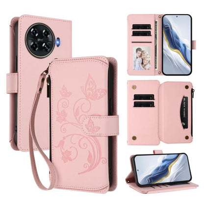 Butterfly Love Flower Multi-card Zipper Wallet Leather Phone Case, For Tecno Camon 30 4G / 5G, For Tecno Spark 20 Pro+ 4G, For Tecno Spark GO 2024 4G / 20 4G, For Tecno Pova 5 Pro 5G, For Tecno Pova Neo 3, For Tecno Pova 5, For Tecno Camon 20 Premier 5...