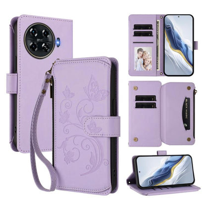 Butterfly Love Flower Multi-card Zipper Wallet Leather Phone Case, For Tecno Camon 30 4G / 5G, For Tecno Spark 20 Pro+ 4G, For Tecno Spark GO 2024 4G / 20 4G, For Tecno Pova 5 Pro 5G, For Tecno Pova Neo 3, For Tecno Pova 5, For Tecno Camon 20 Premier 5...