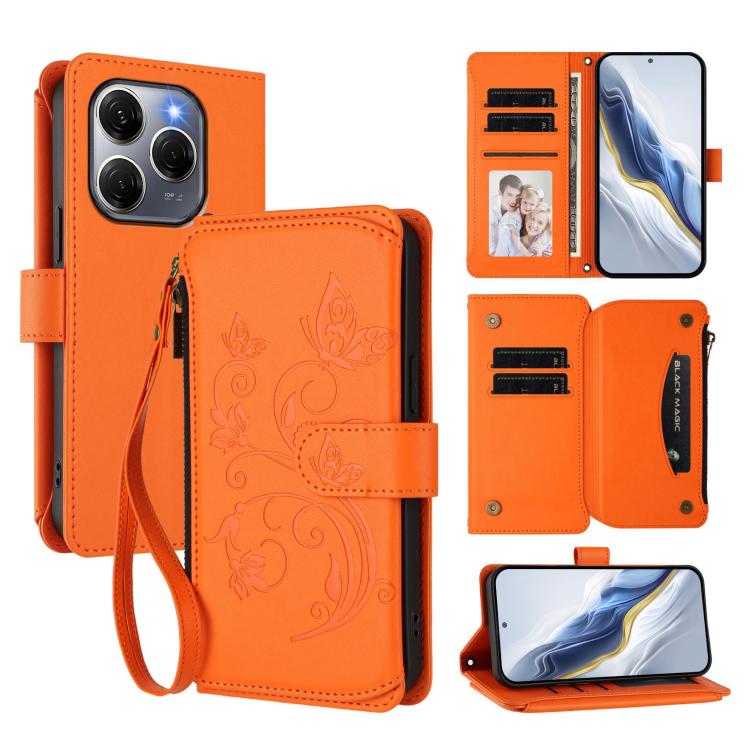 Butterfly Love Flower Multi-card Zipper Wallet Leather Phone Case, For Tecno Spark 30 Pro 4G, For Tecno Spark 30 5G / Pova 6 Neo 5G, For Tecno Spark 30 4G, For Tecno Spark GO 5G 2025 / Hot 60i 4G, For Tecno Spark 30C 4G, For Tecno Spark 20 Pro 5G      ...