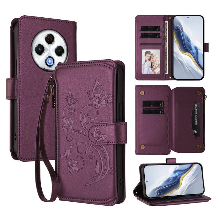 Butterfly Love Flower Multi-card Zipper Wallet Leather Phone Case, For Tecno Spark 30 Pro 4G, For Tecno Spark 30 5G / Pova 6 Neo 5G, For Tecno Spark 30 4G, For Tecno Spark GO 5G 2025 / Hot 60i 4G, For Tecno Spark 30C 4G, For Tecno Spark 20 Pro 5G      ...
