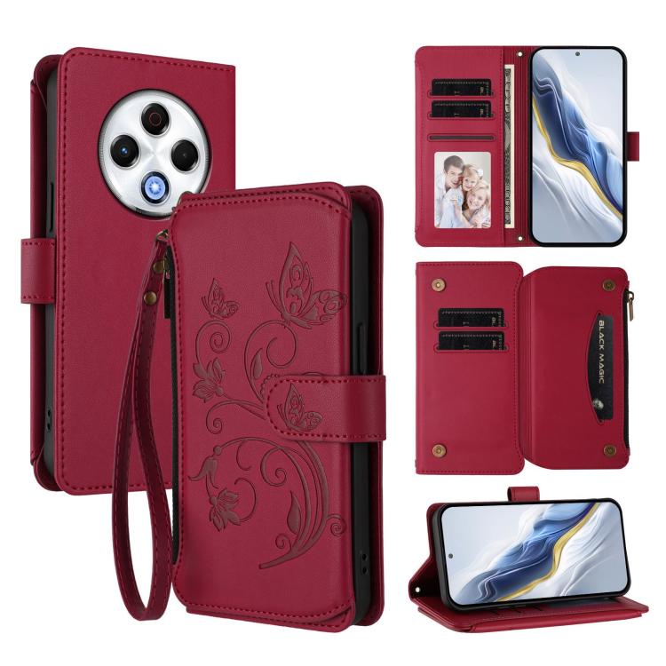 Butterfly Love Flower Multi-card Zipper Wallet Leather Phone Case, For Tecno Spark 30 Pro 4G, For Tecno Spark 30 5G / Pova 6 Neo 5G, For Tecno Spark 30 4G, For Tecno Spark GO 5G 2025 / Hot 60i 4G, For Tecno Spark 30C 4G, For Tecno Spark 20 Pro 5G      ...