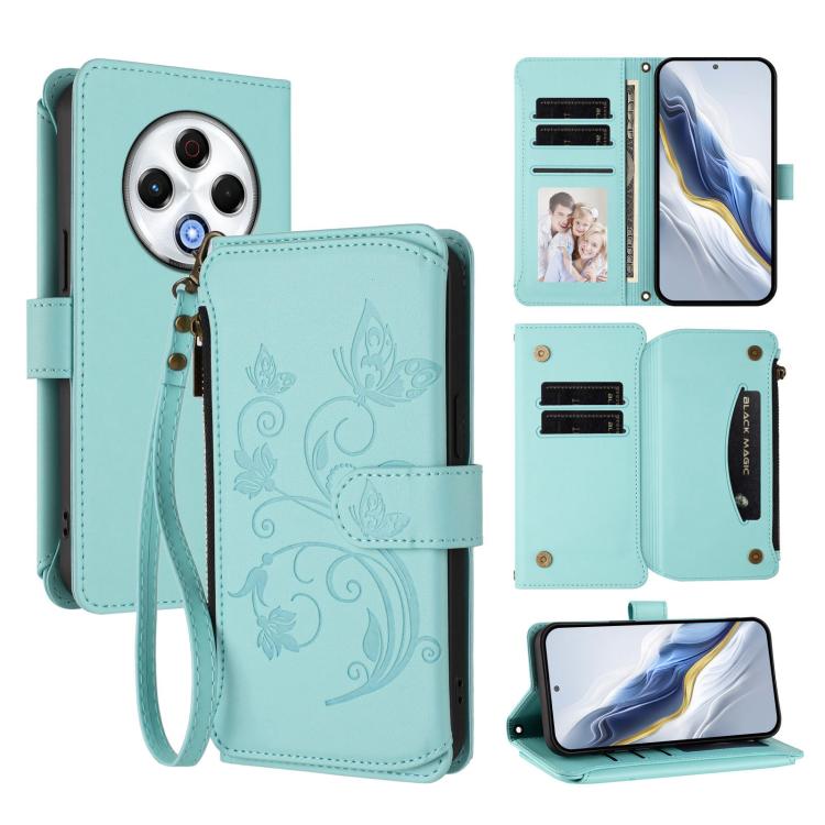 Butterfly Love Flower Multi-card Zipper Wallet Leather Phone Case, For Tecno Spark 30 Pro 4G, For Tecno Spark 30 5G / Pova 6 Neo 5G, For Tecno Spark 30 4G, For Tecno Spark GO 5G 2025 / Hot 60i 4G, For Tecno Spark 30C 4G, For Tecno Spark 20 Pro 5G      ...