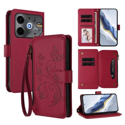 Butterfly Love Flower Multi-card Zipper Wallet Leather Phone Case, For Tecno Spark 30 Pro 4G, For Tecno Spark 30 5G / Pova 6 Neo 5G, For Tecno Spark 30 4G, For Tecno Spark GO 5G 2025 / Hot 60i 4G, For Tecno Spark 30C 4G, For Tecno Spark 20 Pro 5G      ...