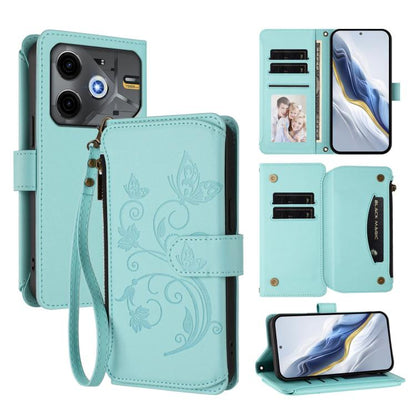 Butterfly Love Flower Multi-card Zipper Wallet Leather Phone Case, For Tecno Spark 30 Pro 4G, For Tecno Spark 30 5G / Pova 6 Neo 5G, For Tecno Spark 30 4G, For Tecno Spark GO 5G 2025 / Hot 60i 4G, For Tecno Spark 30C 4G, For Tecno Spark 20 Pro 5G      ...
