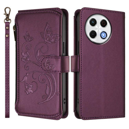 Butterfly Love Flower Multi-card Zipper Wallet Leather Phone Case, For Tecno Spark 30 Pro 4G, For Tecno Spark 30 5G / Pova 6 Neo 5G, For Tecno Spark 30 4G, For Tecno Spark GO 5G 2025 / Hot 60i 4G, For Tecno Spark 30C 4G, For Tecno Spark 20 Pro 5G      ...