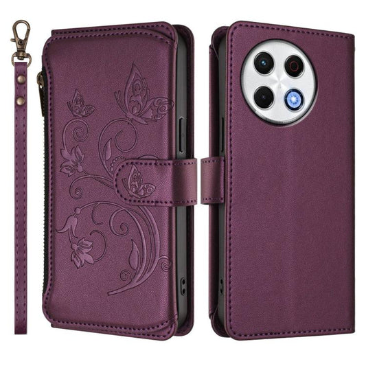 Butterfly Love Flower Multi-card Zipper Wallet Leather Phone Case, For Tecno Spark 30 Pro 4G, For Tecno Spark 30 5G / Pova 6 Neo 5G, For Tecno Spark 30 4G, For Tecno Spark GO 5G 2025 / Hot 60i 4G, For Tecno Spark 30C 4G, For Tecno Spark 20 Pro 5G      ...