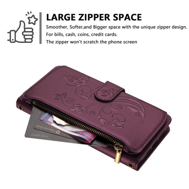 Butterfly Love Flower Multi-card Zipper Wallet Leather Phone Case, For Tecno Spark 30 Pro 4G, For Tecno Spark 30 5G / Pova 6 Neo 5G, For Tecno Spark 30 4G, For Tecno Spark GO 5G 2025 / Hot 60i 4G, For Tecno Spark 30C 4G, For Tecno Spark 20 Pro 5G      ...