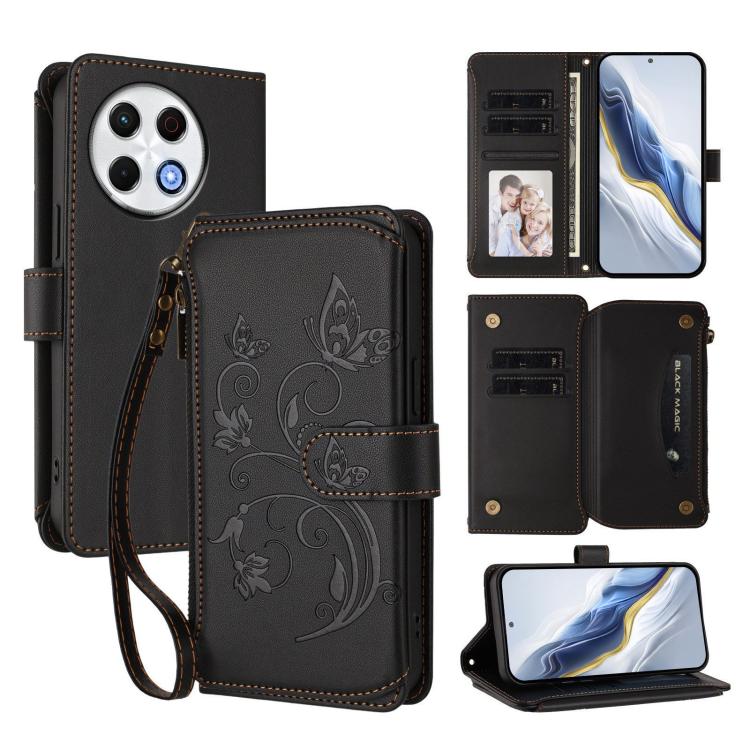 Butterfly Love Flower Multi-card Zipper Wallet Leather Phone Case, For Tecno Spark 30 Pro 4G, For Tecno Spark 30 5G / Pova 6 Neo 5G, For Tecno Spark 30 4G, For Tecno Spark GO 5G 2025 / Hot 60i 4G, For Tecno Spark 30C 4G, For Tecno Spark 20 Pro 5G      ...